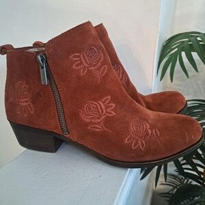 Lucky Brand Embroidered Ankle Boots - Rust